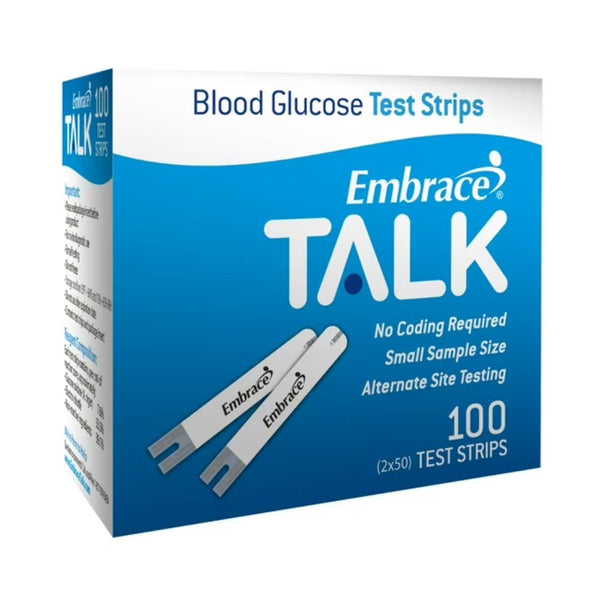 Omnis Health Embrace Talk Blood Glucose Test Strips / Meter / Monitoring Kit