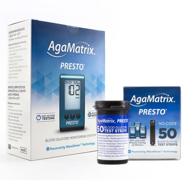 AgaMatrix WaveSense Presto Blood Glucose Test Strips / Meter / Monitoring Kits