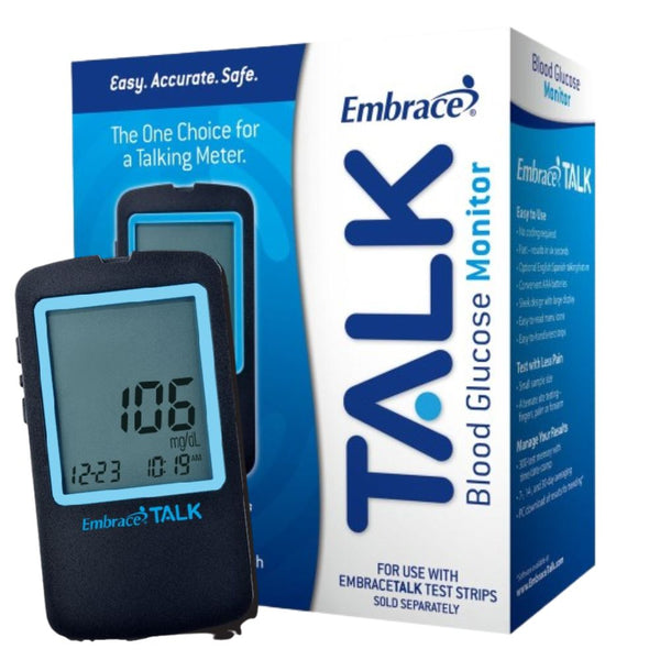Omnis Health Embrace Talk Blood Glucose Test Strips / Meter / Monitoring Kit
