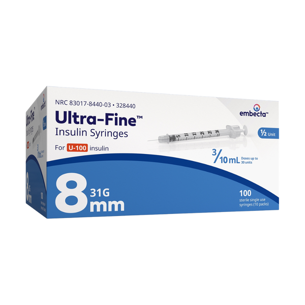 embecta Ultra-Fine Needle U100 Insulin Syringes, BD Becton Dickinson