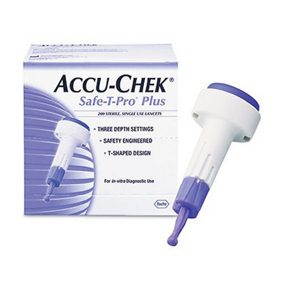 Accu-Chek Safe-T-Pro Plus Lancets, 23G (0.63 mm), 23 Gauge, 3 Adjustable Depth Settings, Push Button Activation