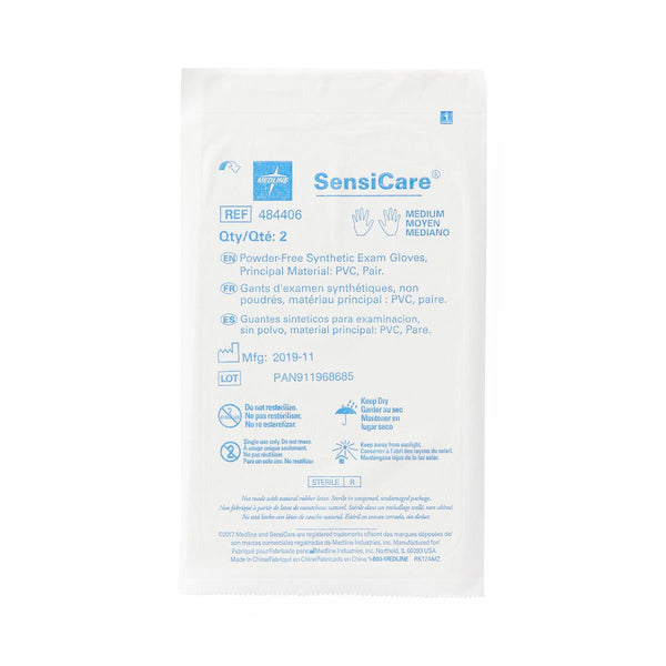 Medline SensiCare Sterile Powder-Free (PF) Synthetic Stretch Vinyl Exam Gloves, Latex-Free