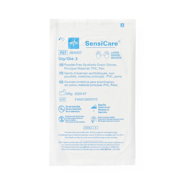 Medline SensiCare Sterile Powder-Free (PF) Synthetic Stretch Vinyl Exam Gloves, Latex-Free