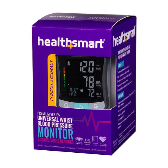 HealthSmart Premium Talking Digital Wrist Blood Pressure Monitor, Fits wrists 5.25