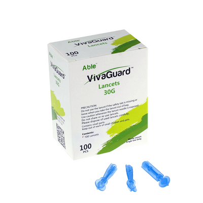 Able VivaGuard Lancets, 30G (0.30 mm), 30 Gauge, Twist Top, Universal (Compatible with Most Lancing Devices)