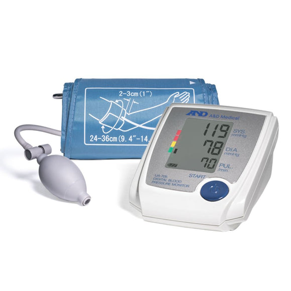 A&D Medical Manual Inflation Upper Arm Digital Blood Pressure Monitor with Automatic Digital Display, Fits arms 14.2