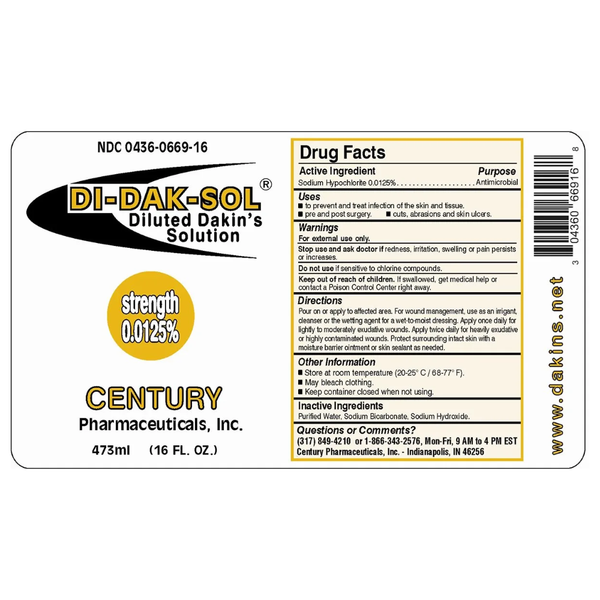Dakin’s Solution / Di-Dak-Sol Sodium Hypochlorite Wound Cleanser, 16 oz.