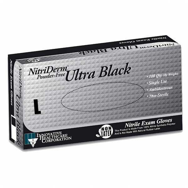 NitriDerm Black Nitrile 187 Series Examination Gloves, Black, Powder-free, Latex-free, Non-Sterile