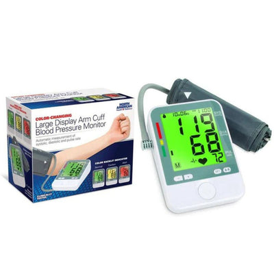 Jobar Color-Coded Upper Arm Digital Blood Pressure Monitor with Backlit Hypertension Indicator, Fits arms 9 to 15.7 Inches