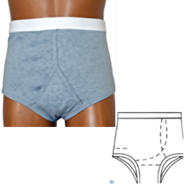 OPTIONS Men's Basic Brief Ostomy Support Undergarment with Built-In Barrier