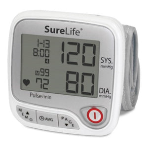 MHC SureLife Premium Talking Digital Wrist Blood Pressure Monitor, Fits wrists 5.3" to 8.7"