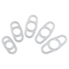 Collection of Owen Mumford Rapport clear silicone tension bands in various sizes, each featuring a three-loop design with two side loops for application and removal.