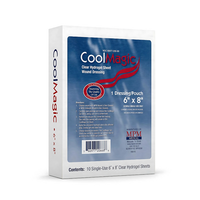 MPM Medical CoolMagic Hydrogel Polymer Sheet Dressing, Semi Occlusive, Instant Cooling, Soothing, Hydrophilic