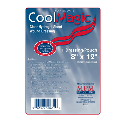 MPM Medical CoolMagic Hydrogel Polymer Sheet Dressing, Semi Occlusive, Instant Cooling, Soothing, Hydrophilic