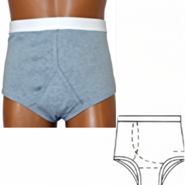 OPTIONS Men's Basic Brief Ostomy Support Undergarment with Built-In Barrier
