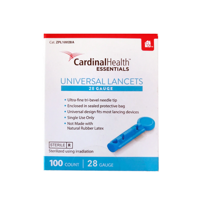 Cardinal Health Essentials Universal Lancets, 30G (0.30 mm), 30 Gauge, Compatible with Most Lancing Devices