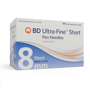 BD Ultra-Fine 31G (0.25mm) 5/16in (8mm) 100 Becton Dickinson U100 Insulin Short Pen Needles