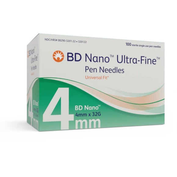 BD Ultra-Fine 32G (0.23mm) 5/32in (4mm) 100 Becton Dickinson U100 Insulin Nano Pen Needles