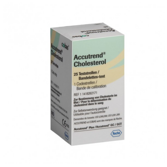Roche Diagnostics Accutrend Plus Cholesterol Test Strips, Box of 25, 05213312160
