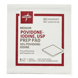Medline Povidone Iodine USP Prep Pads, 2-Ply Medium, Box of 100, MDS093917