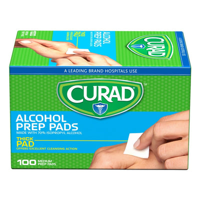 Medline Curad Alcohol Prep Pads, 2-Ply Medium, Box of 100, CUR45585RB