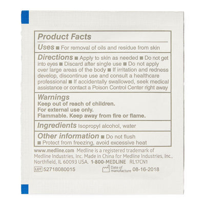 Medline Sterile Alcohol Prep Pads, 2-Ply Large, Box of 100, MDS090670