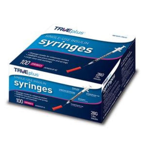 Trividia TRUEplus 29G (0.33mm) 1/2in (12.7mm) 1/2cc (0.5mL) U100 Insulin Syringes