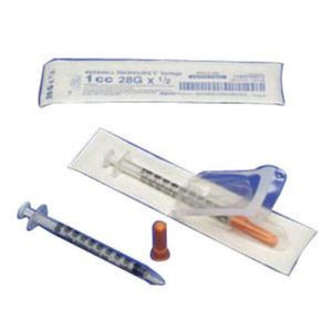 Covidien Monoject SoftPack 30G 5/16in (8mm) 1cc (1mL) U100 Insulin Syringes, 30 Gauge (0.30mm), Box of 100