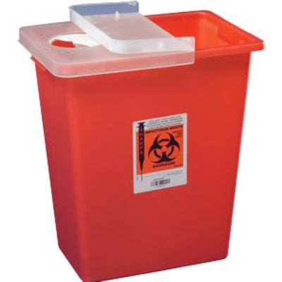 Kendall Healthcare SharpSafety™ Sharps Container with Hinged Lid 8 gal, 17-3/4 Inches H x 15-1/2 Inches W x 11 Inches D