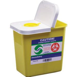 Kendall ChemoSafety™ Container with Hinged Lid, 2 gal, Yellow