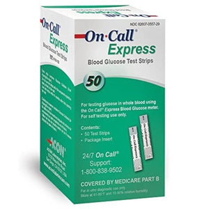 Acon Laboratories On Call Express Blood Glucose Test Strips, No Coding, Box of 50