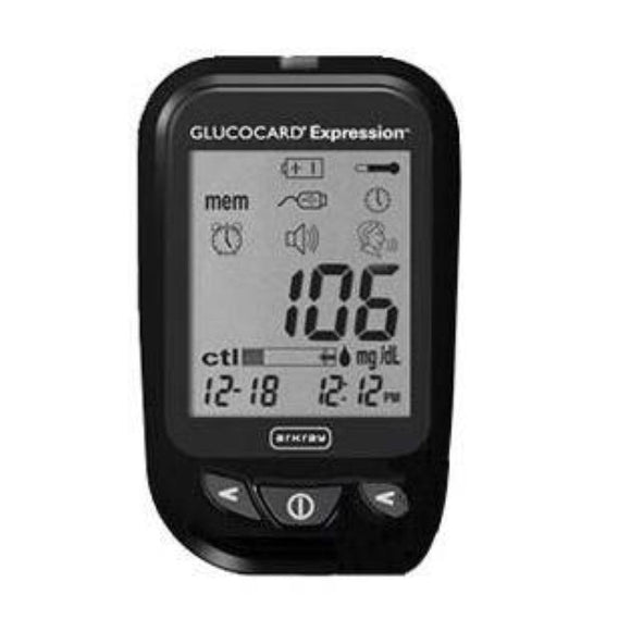 Arkray Glucocard Expression Talking Blood Glucose Meter, Sugar Level Monitoring System with Fully Audible Bilingual Voice Features, 6 Second Results, Auto-Coding, 570001