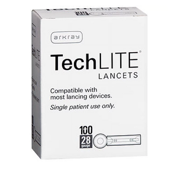 Arkray USA 28G (0.36mm) TechLite Lancets, 28 Gauge, Box of 100