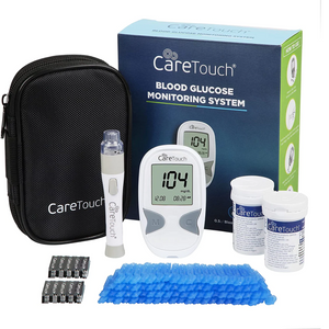 Care Touch Diabetes Blood Glucose Testing Kit, Glucometer, 100 Test Strips, Lancing Device, 100 Lancets, Travel Case, CT210