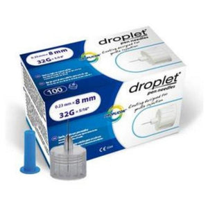 HTL-Strefa Droplet 32G (0.23mm) 5/16in (8mm) Box of 100 Insulin Pen Needles