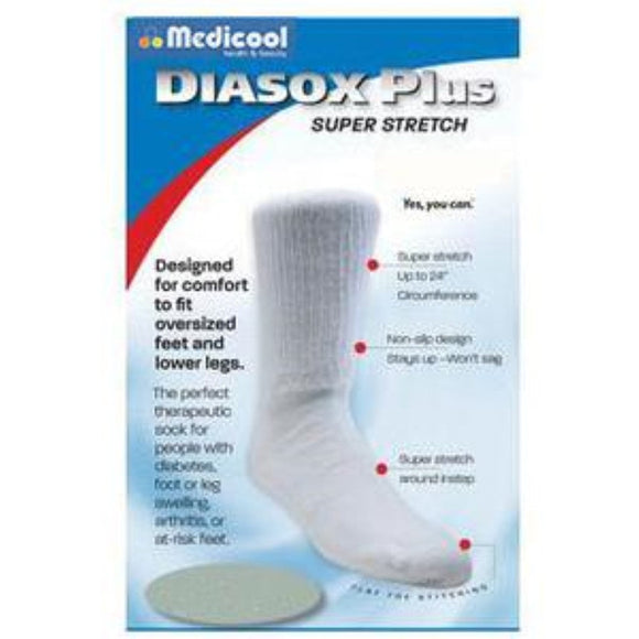 Medicool DiaSox Plus Oversize Diabetes Socks, Large, White