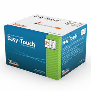 MHC EasyTouch 29G 1/2in (12.7mm) 1cc (1mL) U100 Insulin Syringes, 29 Gauge (0.33mm), Individually Wrapped