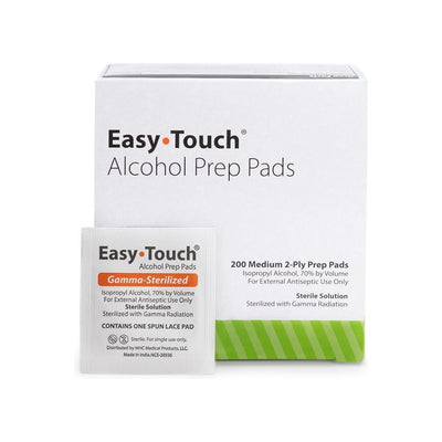 MHC EasyTouch Alcohol Prep Pads, 2-Ply Medium, Spun Lace, Gamma-Sterilized, 802711, 802712