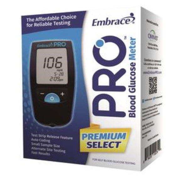 Omnis Health Embrace Pro Blood Glucose Meter, Sugar Level Monitoring System with Strip Ejection, No Coding, ALL01AM0200
