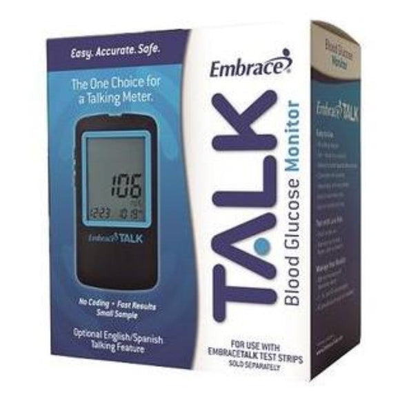 Omnis Health Embrace Talk Blood Glucose Meter, English and Spanish Talking Feature, No Coding, APX03AB0300