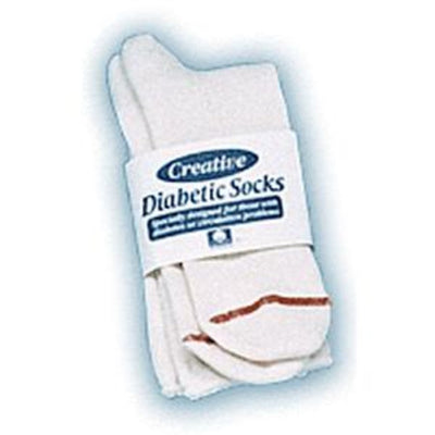 Creative Men's Diabetic Sock, White, Size 10-13