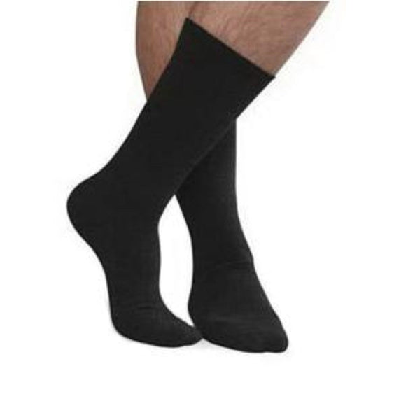 Therafirm Compression SmartKnit Seamless Diabetic Crew Socks with X-STATIC Latex-Free, Black, Large