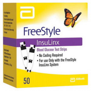 Abbott FreeStyle Insulinx Blood Glucose Test Strips, No Coding, Box of 50