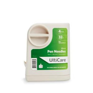 Ultimed UltiCare 32G (0.23mm) 5/32in (4mm) 100 U100 Insulin Micro Pen Needles with UltiGuard Safe Pack