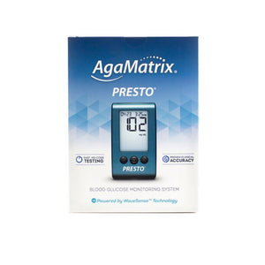 AgaMatrix WaveSense Presto Blood Glucose Meter, Sugar Level Monitoring System with Hyperglycemic Alarms, No Coding, 8000-02649