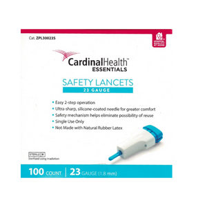 Cardinal Health 23G (0.63mm) Essentials Safety Lancets, 23 Gauge, Box of 100