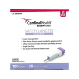 Cardinal Health 28G (0.36mm) Essentials Safety Lancets, 28 Gauge, Box of 100