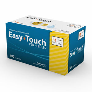 MHC EasyTouch 31G (0.25mm) 1/4in (6.35mm) 100 U100 Insulin Pen Needles, 831041