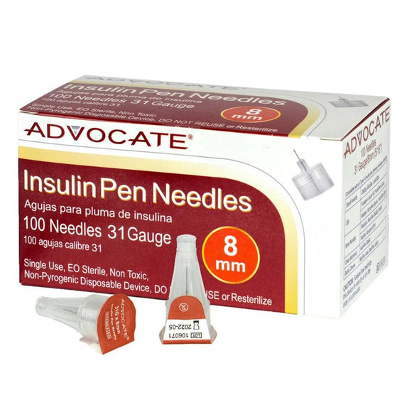 Pharma Supply Advocate 31G (0.25mm) 5/16in (8mm) 100 U100 Insulin Short Pen Needles